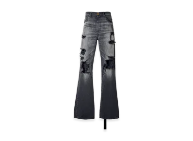 KAMIYA Distressed Slim Bootcut Jeans "Black"