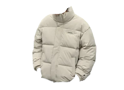 KANGOL Big Silhouette Rubber Name High Neck Volume Sleeve Padded Jacket "Light Beige"