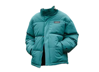 KANGOL Big Silhouette Rubber Name High Neck Volume Sleeve Padded Jacket "Green"