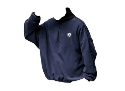 KANGOL Rocky Monroe Exclusive Micro Fleece Half Zip Sweatshirt "Navy3"