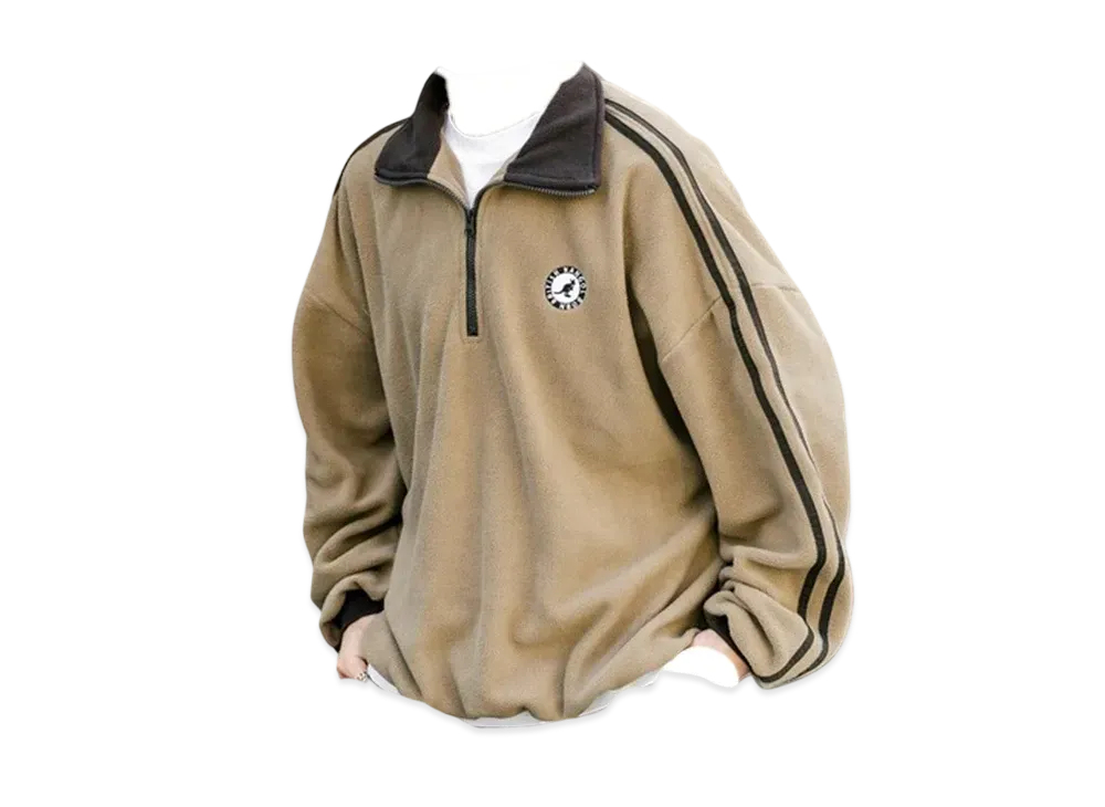 KANGOL Rocky Monroe Exclusive Micro Fleece Half Zip Sweatshirt "Beige1"