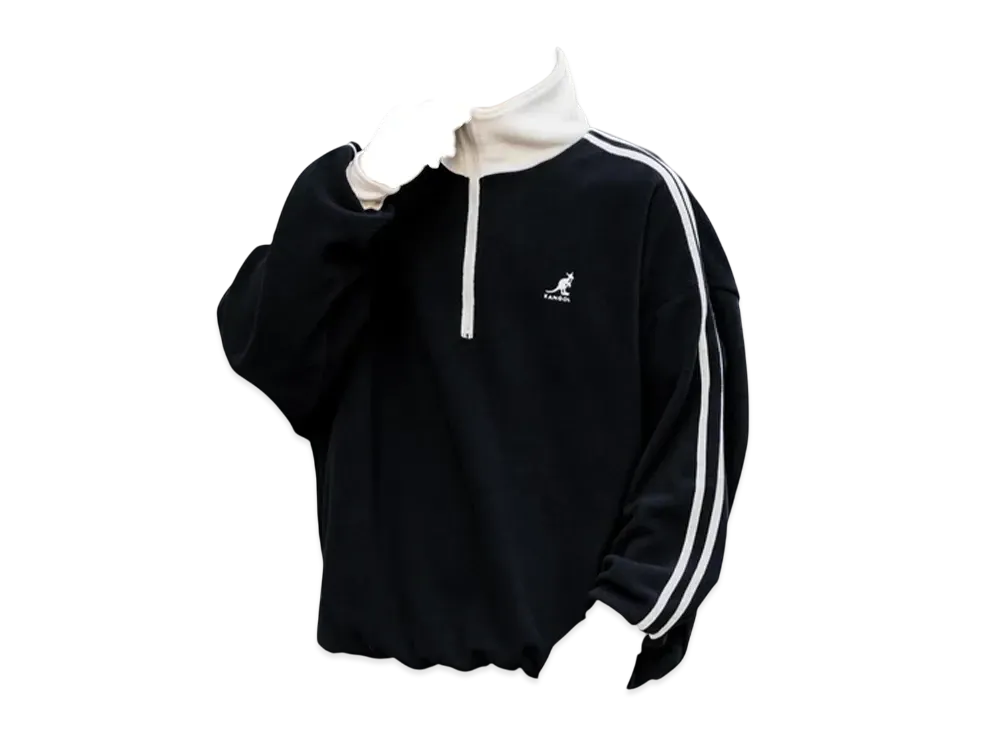 KANGOL Rocky Monroe Exclusive Micro Fleece Half Zip Sweatshirt "Black1"