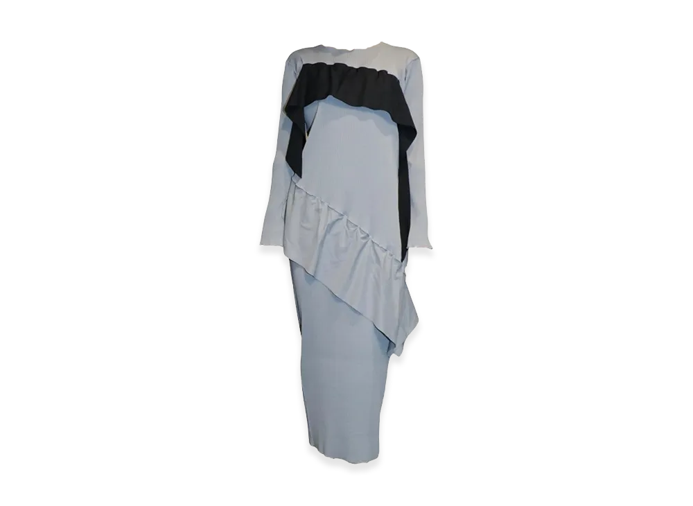 kotohayokozawa Women's Todo Wave Long Sleeve Dress "Grey"