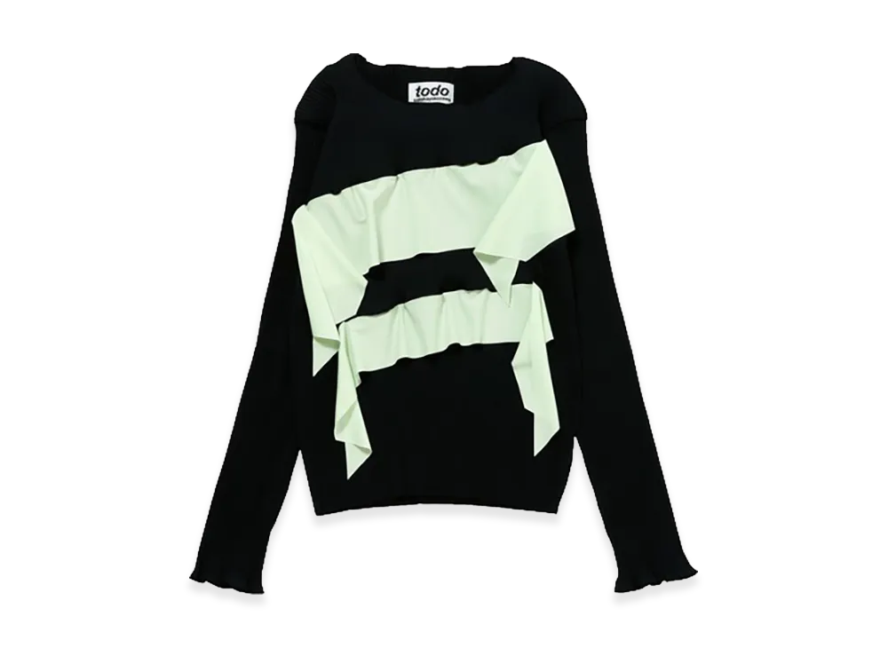 kotohayokozawa Women's Todo Wave Long Sleeve Top "Black"