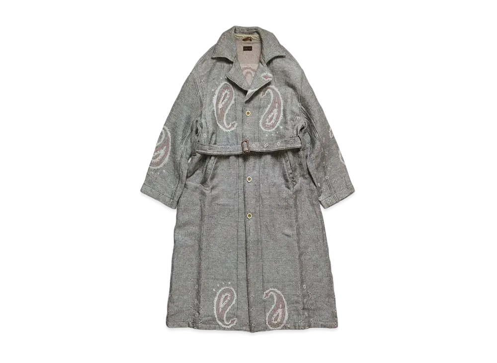 KAPITAL LUG PAYSLEY PATTERN LINEN WOOL DRAGGING COAT"Quinity"