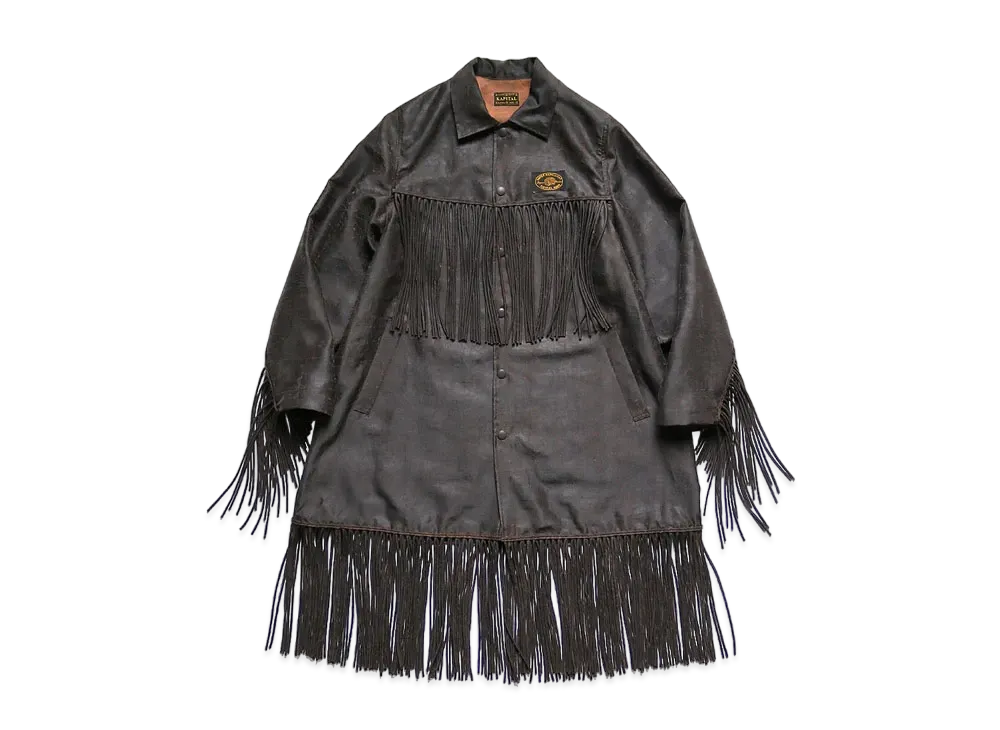 KAPITAL MUD DYED SILK FRINGE COAT "Black"