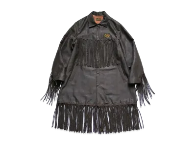 KAPITAL MUD DYED SILK FRINGE COAT "Black"