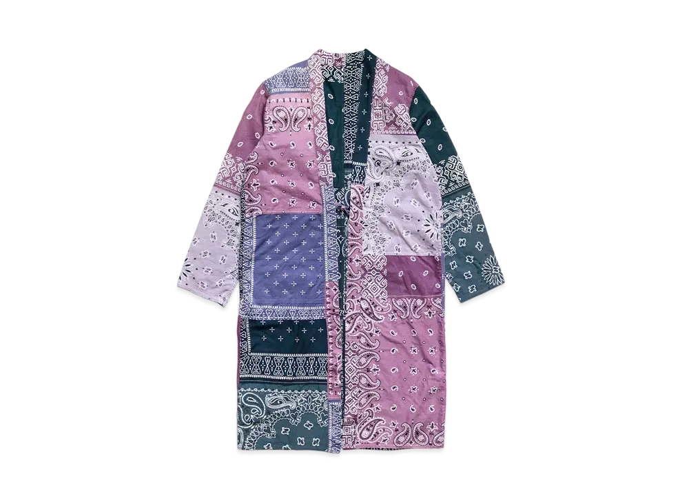 KAPITAL GAUZE BANDANA PATCHWORK REVERSIBLE COAT"Light Purple"