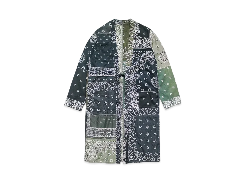 KAPITAL GAUZE BANDANA PATCHWORK REVERSIBLE COAT"Black"