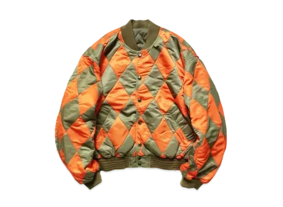 KAPITAL MA-1 NYLON DIAMOND PATCHWORK PILOT BLOUSON "Khaki"