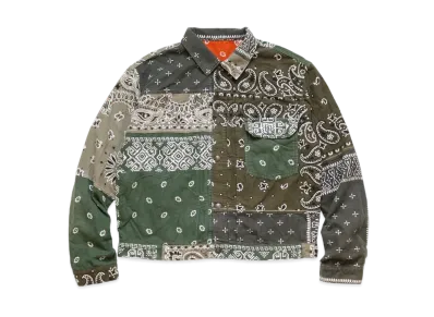 KAPITAL NER REVERSIBLE BANDANA 1ST JACKET "Khaki Orange"