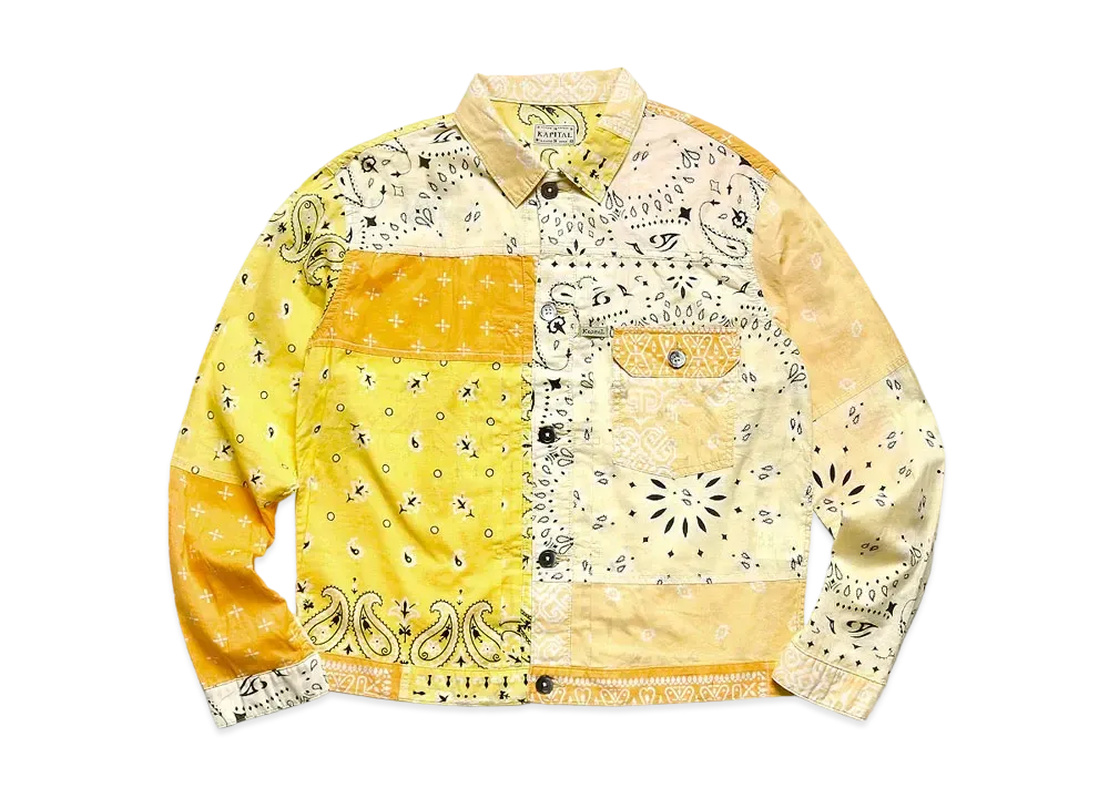KAPITAL GAUZE BANDANA PATCHWORK 1ST JACKET "Yellow"
