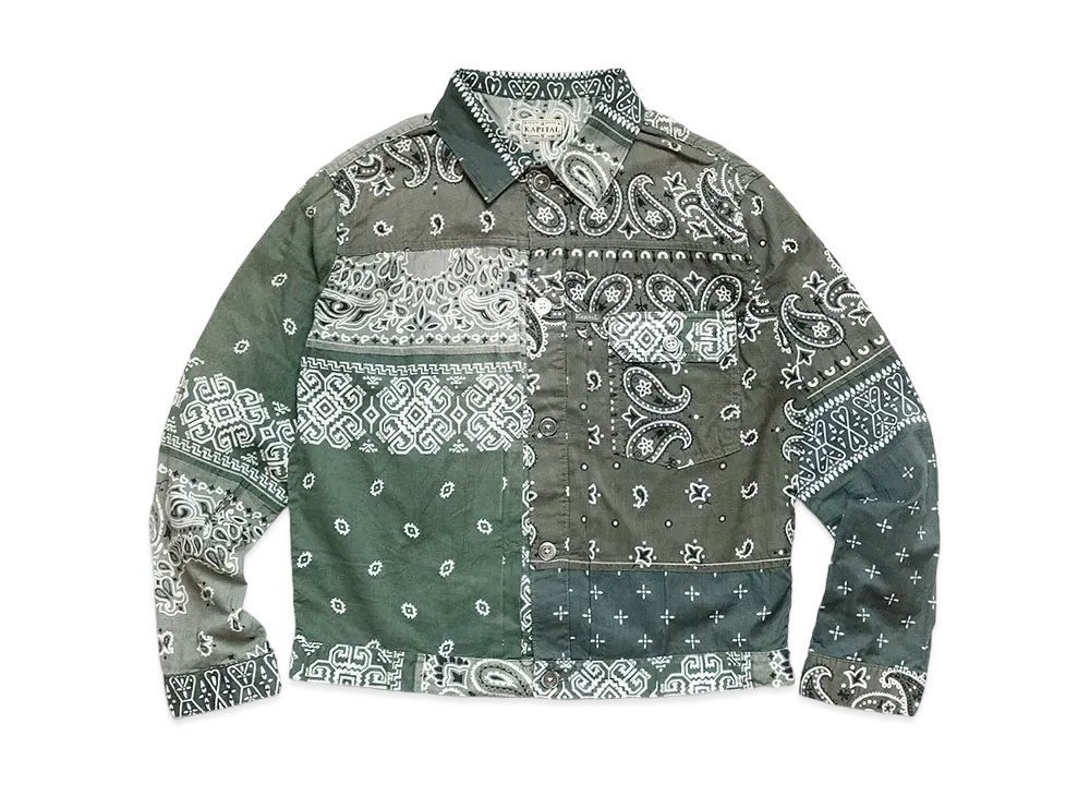 KAPITAL GAUZE BANDANA PATCHWORK 1ST JACKET "Khaki"