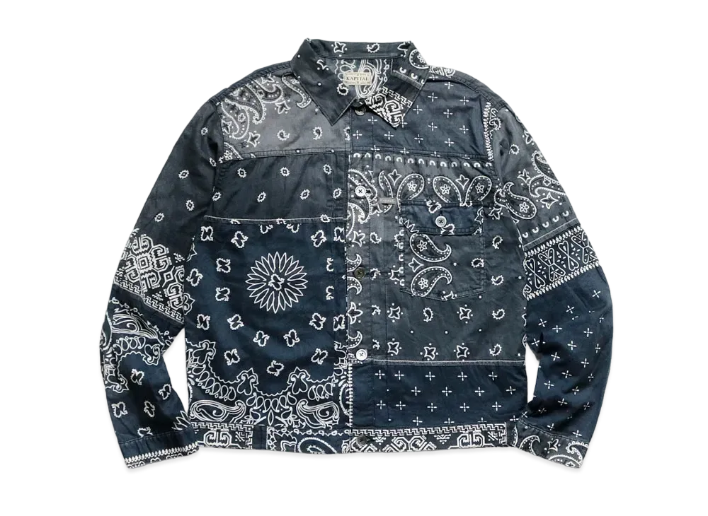 KAPITAL GAUZE BANDANA PATCHWORK 1ST JACKET "Black"