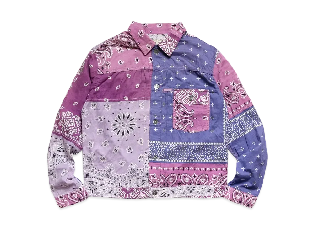 KAPITAL GAUZE BANDANA PATCHWORK 1ST JACKET "Light Purple"
