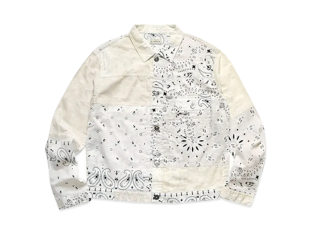 KAPITAL GAUZE BANDANA PATCHWORK 1ST JACKET "White"