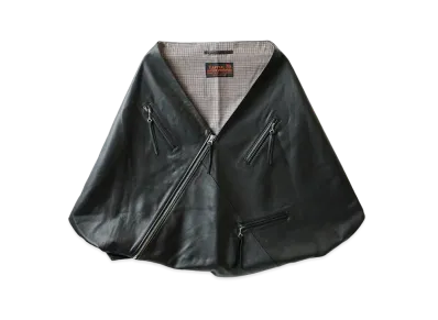 KAPITAL LEATHER RIDERS MINI PONCHO "Black"