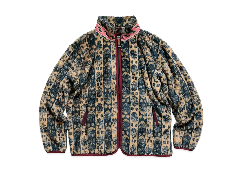 KAPITAL DAMASK STRIPED PATTERN FLEECE ZIP BULLSON "Beige"