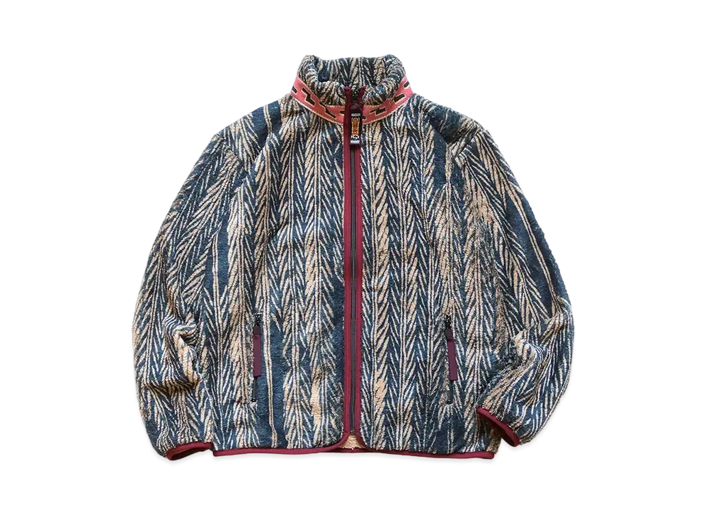 KAPITAL JABA YABANE PATTERN FLEECE ZIP BULLSON "Navy"