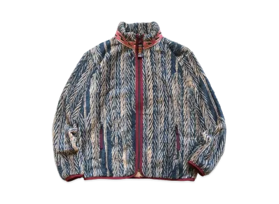 KAPITAL JABA YABANE PATTERN FLEECE ZIP BULLSON "Navy"