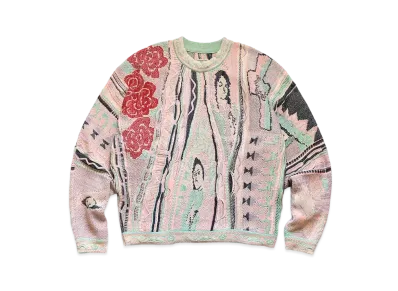 KAPITAL 7G KNIT VIRGIN MARIA GORDY CREW SWEATER "Light Pink"