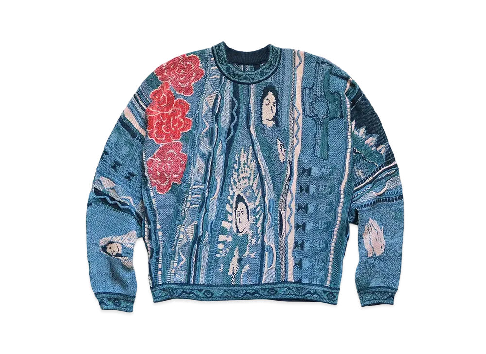 KAPITAL 7G KNIT VIRGIN MARIA GORDY CREW SWEATER "Blue"