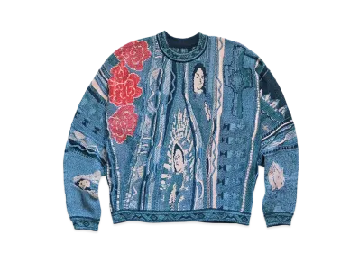 KAPITAL 7G KNIT VIRGIN MARIA GORDY CREW SWEATER "Blue"