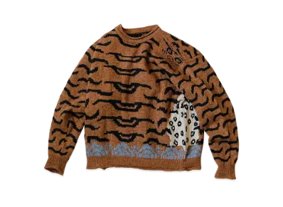 KAPITAL 7G WOOL NEPAL TIGER CREW SWEATER "Orange"