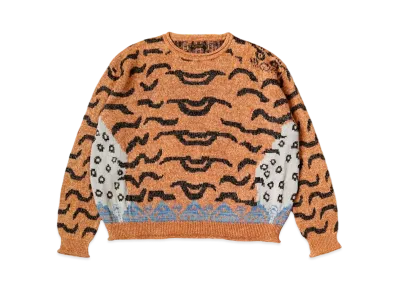 KAPITAL 7G LINEN NEPAL TIGER CREW SWEATER "Orange"