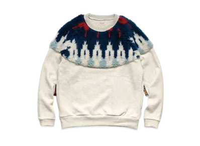 KAPITAL TOP BURNS x BOA FLEECE NORDIC SWEAT "Navy Red"