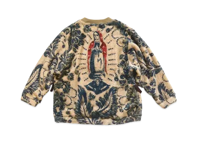 KAPITAL DAMASK PATTERN FLEECE BIG CREWSWEAT(VIRGIN MARIA) "Beige"