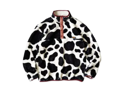KAPITAL COWPRINT FLEECE SNAP T "White"