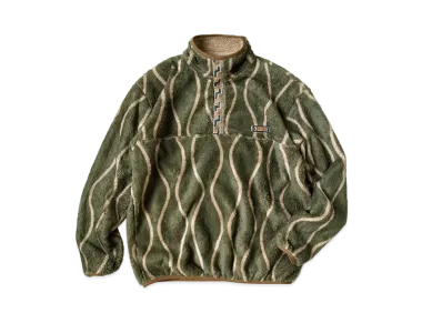 KAPITAL DRUNK STRIPES FLEECE SNAP T "Khaki"
