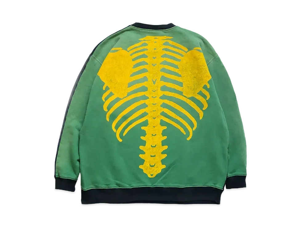 KAPITAL BACK HAIR 2 TONE REMAKE BIG SWEAT (BOUND PT) "Black Green"