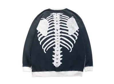 KAPITAL BACK HAIR 2 TONE REMAKE BIG SWEAT (BOUND PT) "Quinity Black"