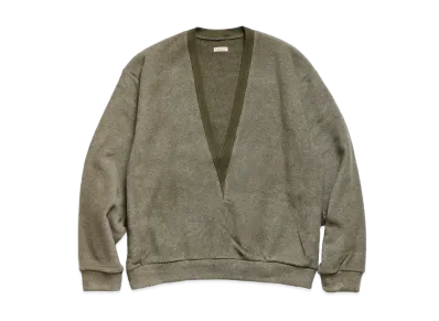 KAPITAL REVERSE FLEECE DEEP V-NECK SWEAT "Khaki"