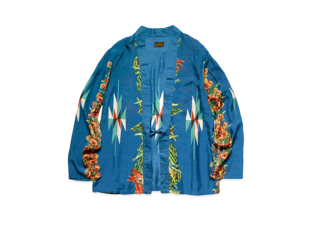 KAPITAL SILK LAYON HIBISCUS OORTEGA PT KAKASHI SHIRT "Blue"