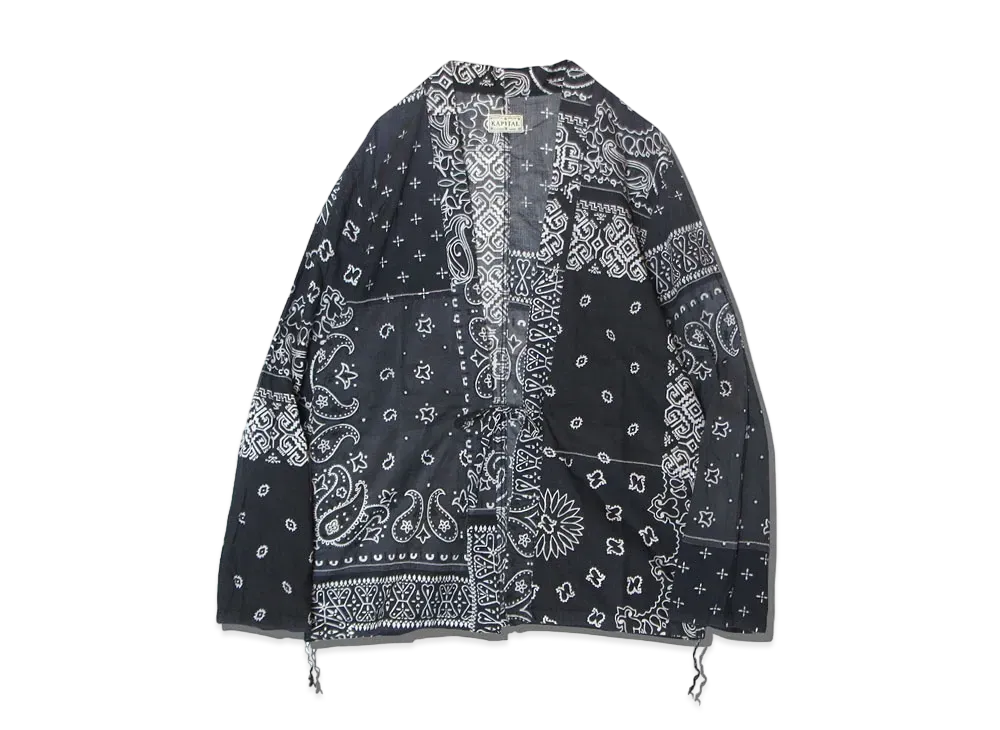 KAPITAL GAUZE BANDANA PATCHWORK PT KAKASHI SHIRT "Black"