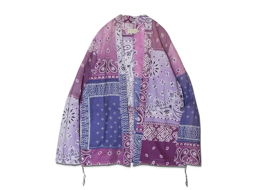 KAPITAL GAUZE BANDANA PATCHWORK PT KAKASHI SHIRT "Light Purple"