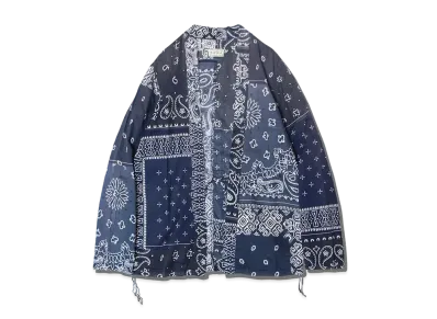 KAPITAL GAUZE BANDANA PATCHWORK PT KAKASHI SHIRT "Purple Navy"