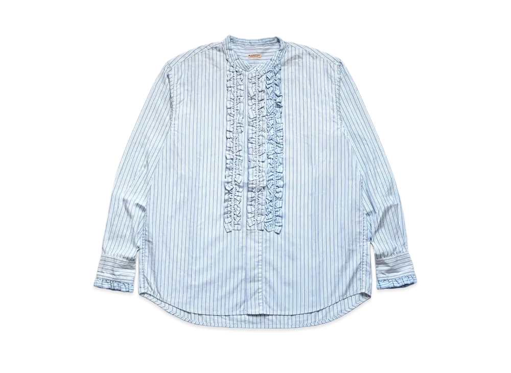 KAPITAL COTTON STRIPED FRILLE PRAGUE SHIRT 