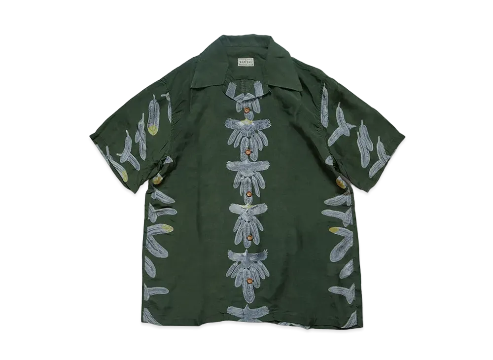 KAPITAL SILK LAYON EAGLE JEWEL PT ALOHA SHIRT "Khaki"