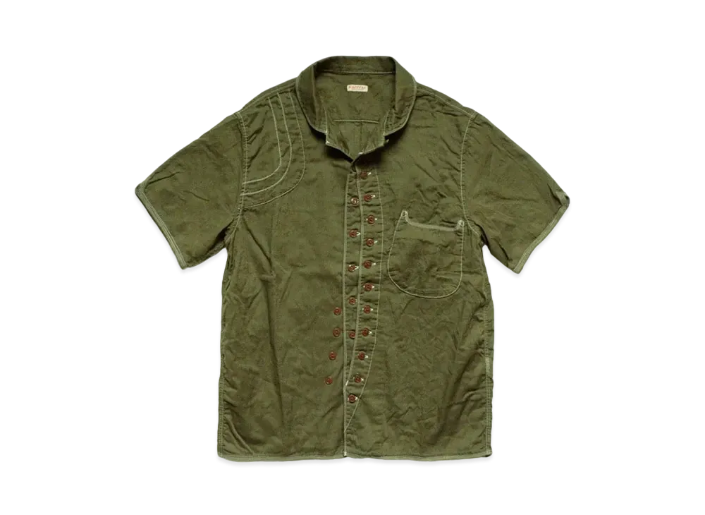 KAPITAL SINGLE GAUZE SAFARI ALOHA SHIRT "Khaki"