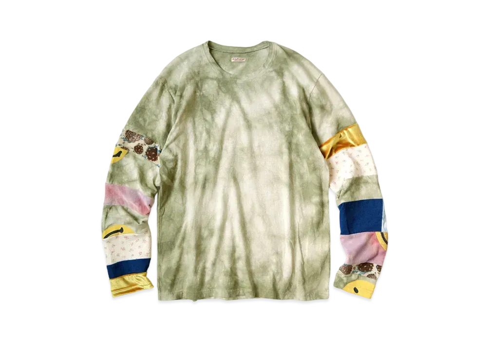 KAPITAL 18.5 / TENGU MURA-DYED HIPPRON T (HAPPY NOMAD PATCH) "Green"