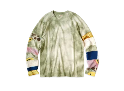 KAPITAL 18.5 / TENGU MURA-DYED HIPPRON T (HAPPY NOMAD PATCH) "Green"