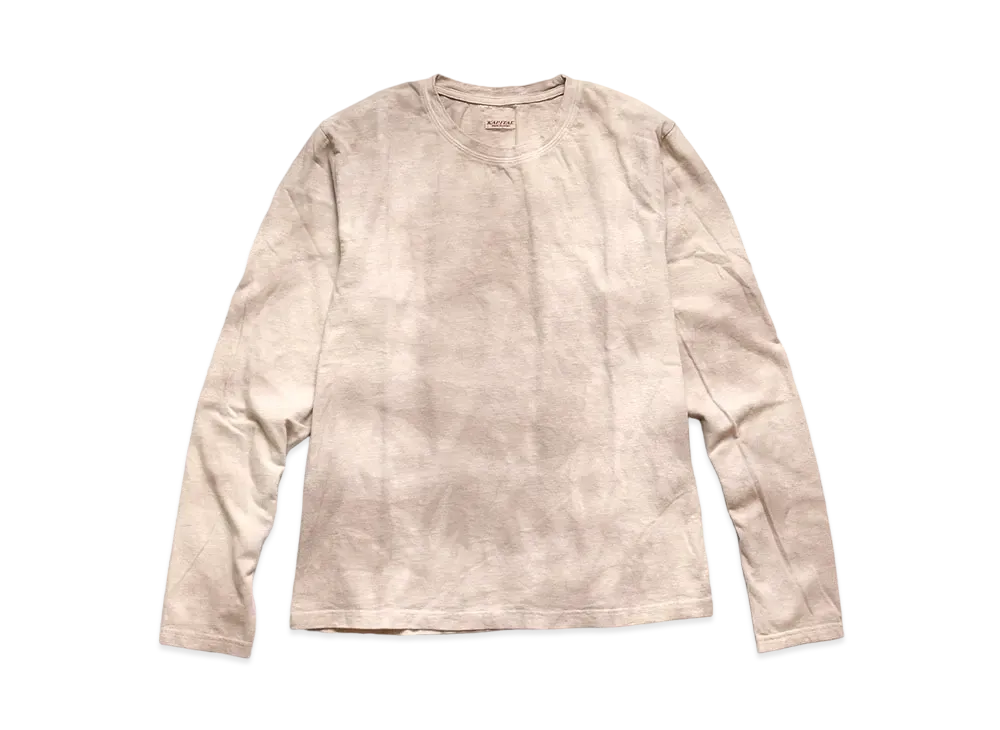 KAPITAL 18.5 / TENGU MURA-DYED CREW LONG T "Beige Pink"
