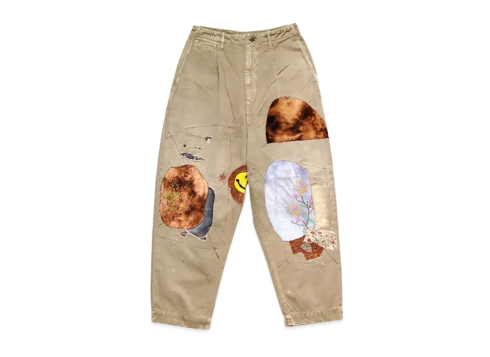 KAPITAL KARAGI HIGH WEST NEAM PANTS GYPSY PATCH REMAKE "Beige"