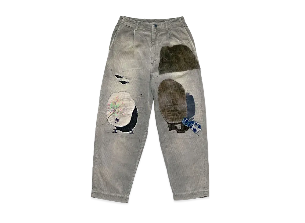 KAPITAL 8W CORDUROY HIGH WATER WATER NEAM PANTS GYPSY PATCH REMAKE "Gray"