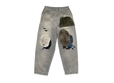 KAPITAL 8W CORDUROY HIGH WATER WATER NEAM PANTS GYPSY PATCH REMAKE "Gray"