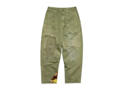 KAPITAL KARAGI HIGH WEST NEAM PANTS (LAMBER JACK DAMAGED) "Khaki"